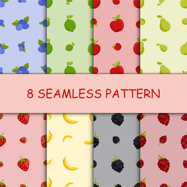 Set of seamless pattern with fruit