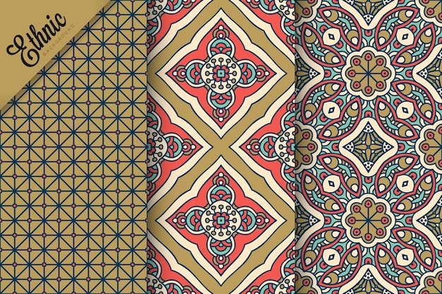 set of seamless pattern with geometric elements