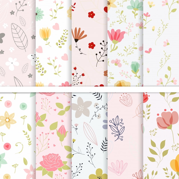 Set of Seamless Patterns flower