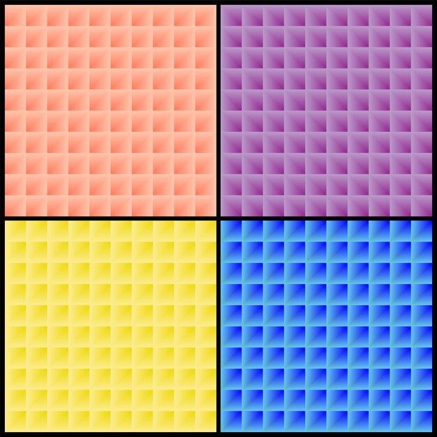 Set of seamless patterns of threedimensional squares