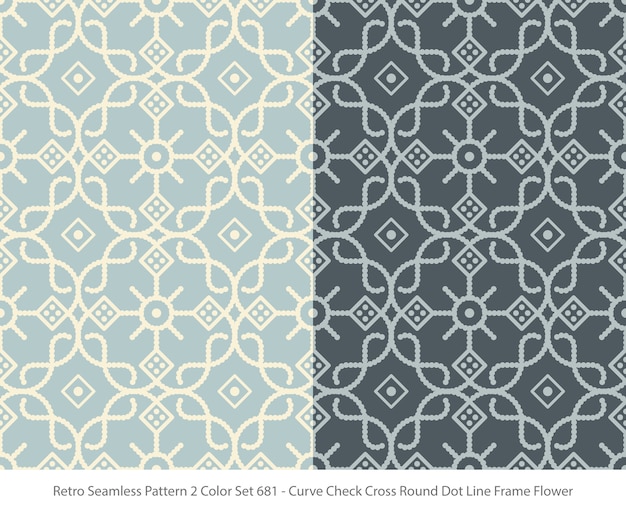 Set of seamless patterns with Curve Round Dot Frame Flower