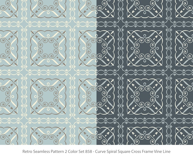 Set of seamless patterns with Curve Square Frame Vine