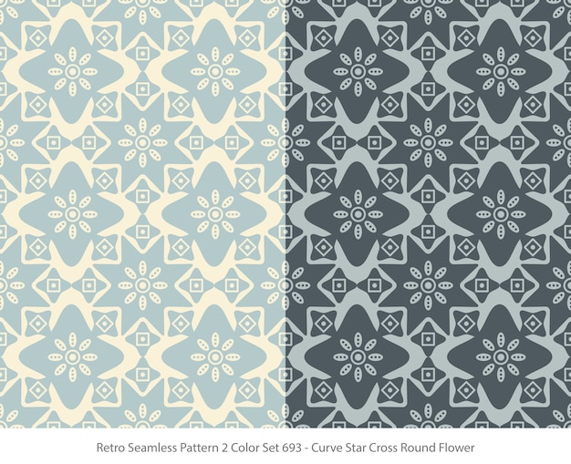 Set of seamless patterns with Curve Star Round Flower