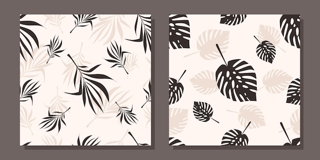 set of seamless patterns with leaves