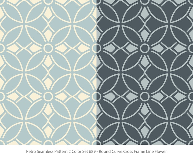 Set of seamless patterns with Round Curve Frame Flower