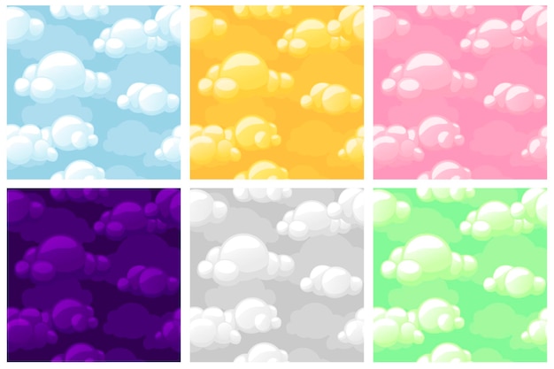 Set seamless Stylized Clouds Texture Seamless Pattern sky