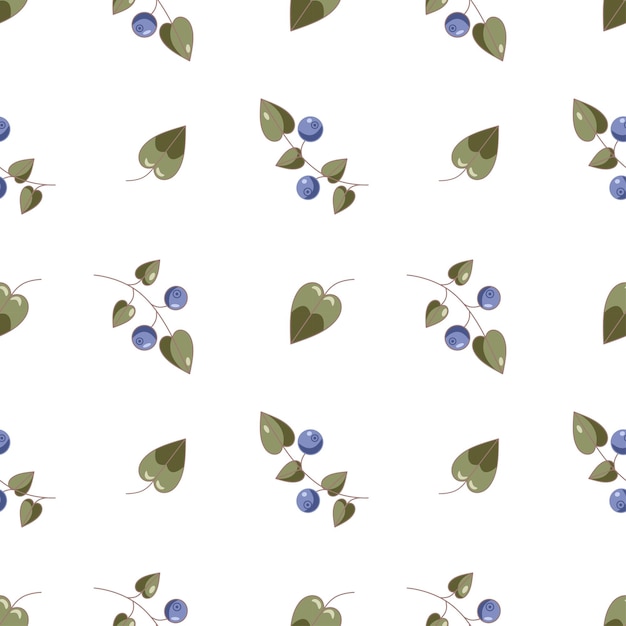 Set of seamless vector blueberries patternsHand drawing berries and leaves