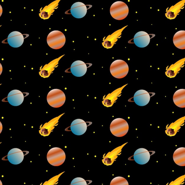 set of seamless vector patterns with space print childrens illustrations on space theme