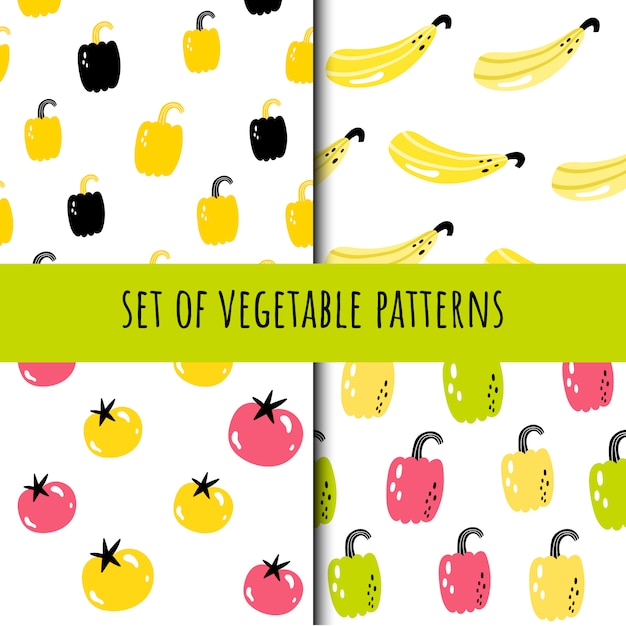 Set of seamless vegetable patterns