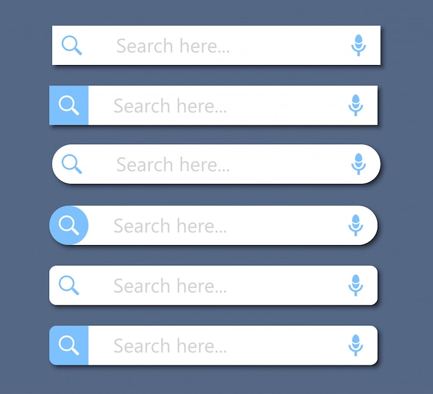 Set of search bar for website in a flat design