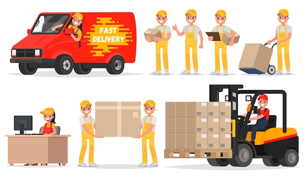 Set of service delivery illustration