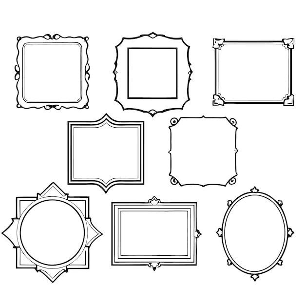 Vector set of seven different ornate frames perfect for adding a touch of vintage elegance to your designs