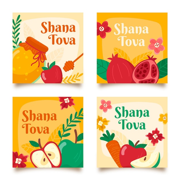 Set of shana tova greeting cards