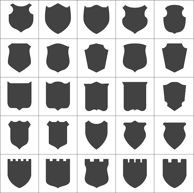 Vector set of shield badge symbols and icons