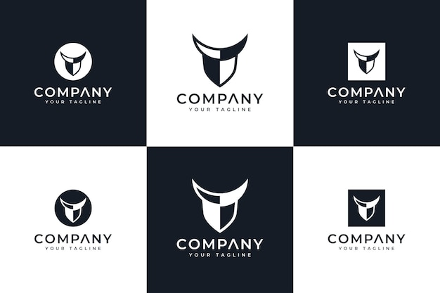 Set of shield horn logo creative design for all uses