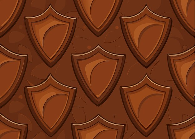 Vector a set of shield and shield images with a brown background