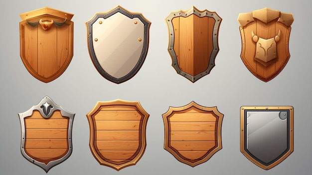 Vector a set of shield and shield shields for different purposes