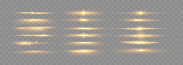 Set of shining sparkles and lens flares Glowing lights isolated on transparent background Vector illustration