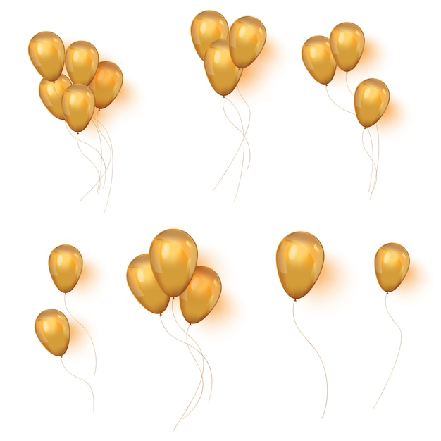 Set of shiny golden balloons for your design