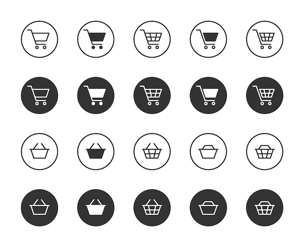 Set of shopping cart icons Online store symbols Flat vector illustration