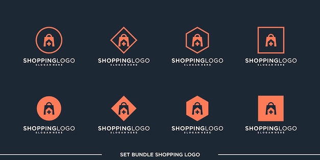 set shopping logo design vector bundle premium