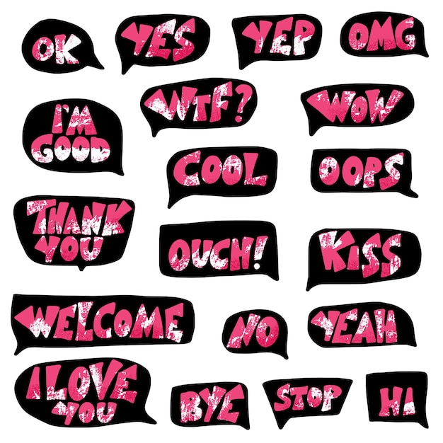 Vector set of short phrases vector color illustration