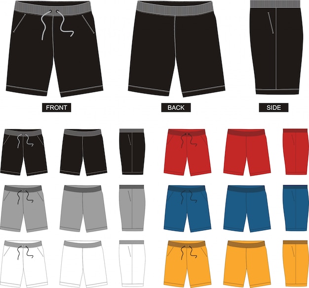 set of short trousers in different positions