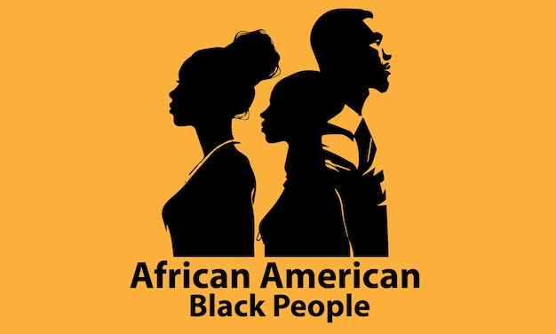 A set of silhouette african and american people vector