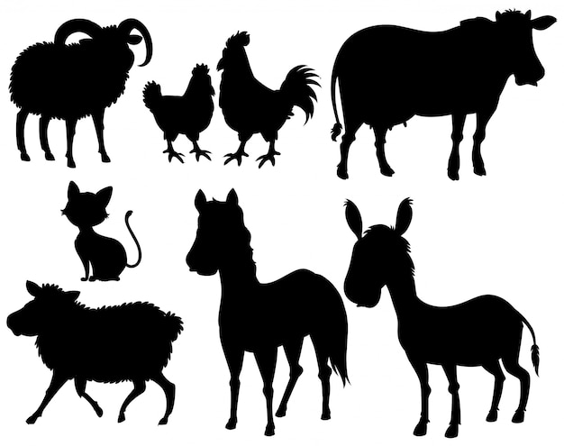 Set of silhouette animal