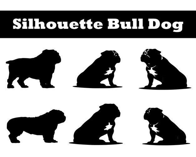 A set of silhouette Bull dog vector illustration