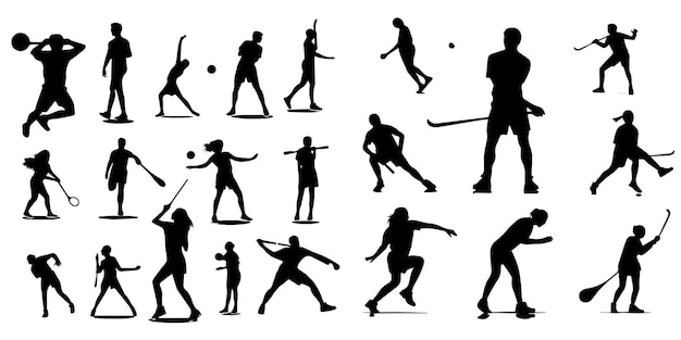 A set of silhouette tennis vector illustration