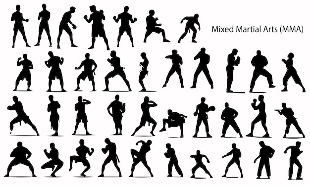 A set of silhouette Wrestling player vector illustration