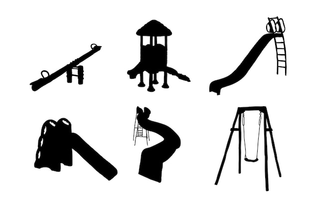 Set of silhouettes of children playground vector design