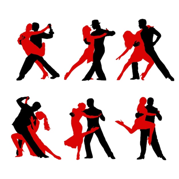 Set of silhouettes of a wedding couple