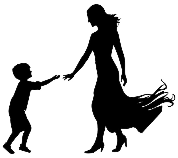 Vector set of silhouettes of women with children vector mothers day concept