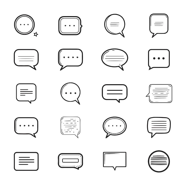 A set of simple black and white speech bubbles