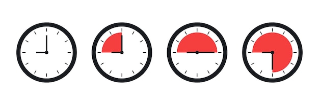 Set of simple clocks and time collection flat vector illustration