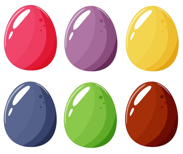 set of simple design of Easter chicken eggs painted in various colors elements for posters