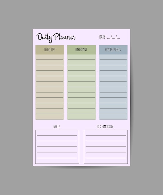 Set of simple flat design scrapbook pages To do list Daily planner