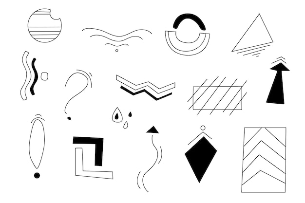 Vector a set of simple geometric vector black and white signs elements and symbols simple figures