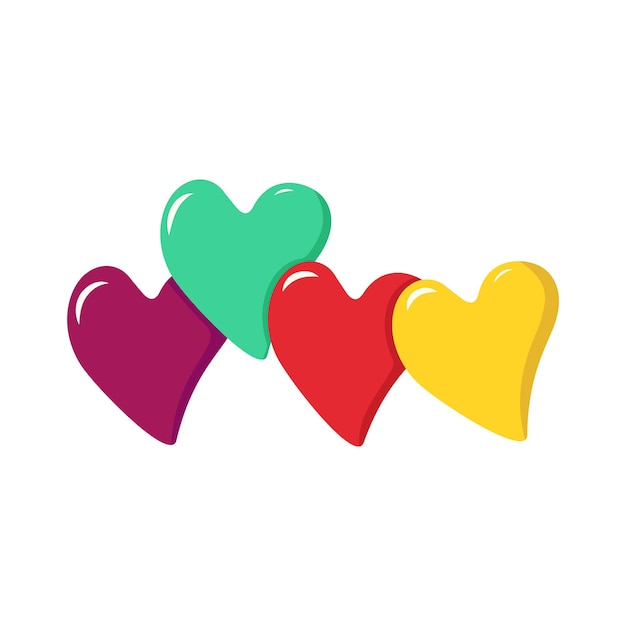 Set of simple hearts of different colours