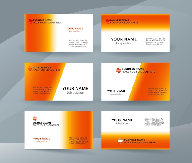 Set of simple pattern business card layout sided orange01