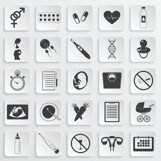 Set of simple pregnancy icons.