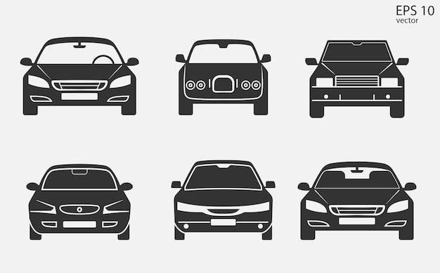 Vector set of simple vector icons for cars of different classes