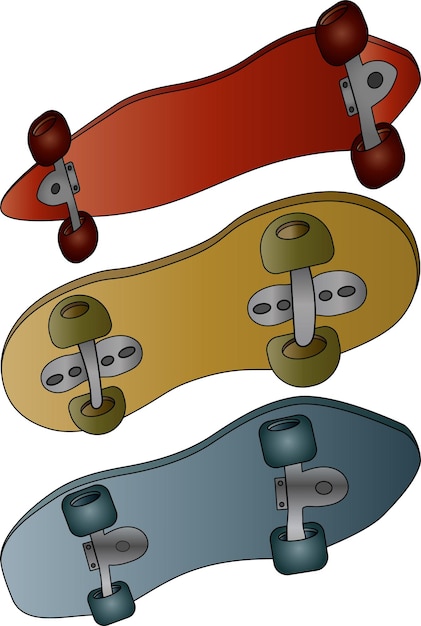 Set of skateboards Skateboards with colorful illustration vector graphics on a white background