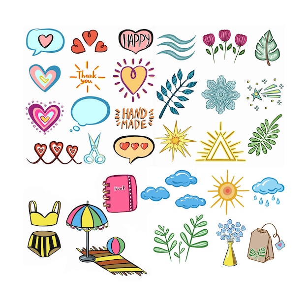 Set of sketch icons for site or mobile application Vector illustration