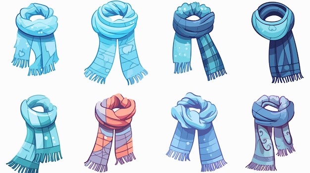 a set of sketches of different colored scarfs