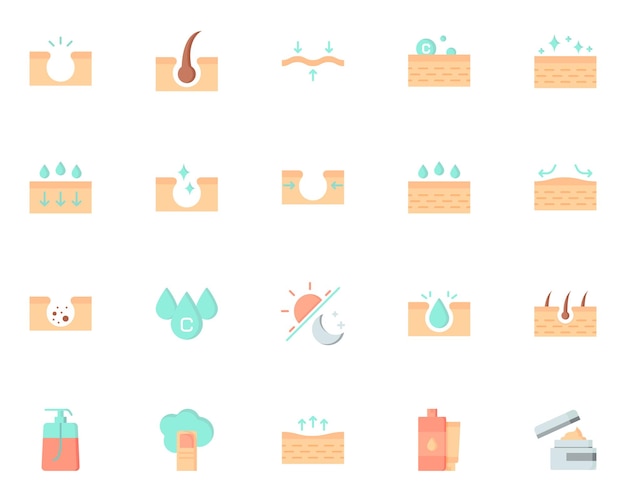 set of skin care icons, selfcare, skin,