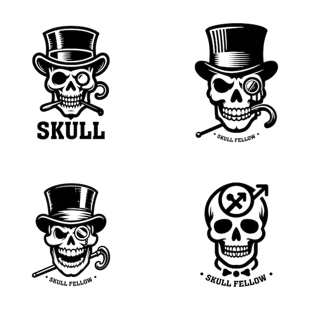 set of skull fellow vector logo design