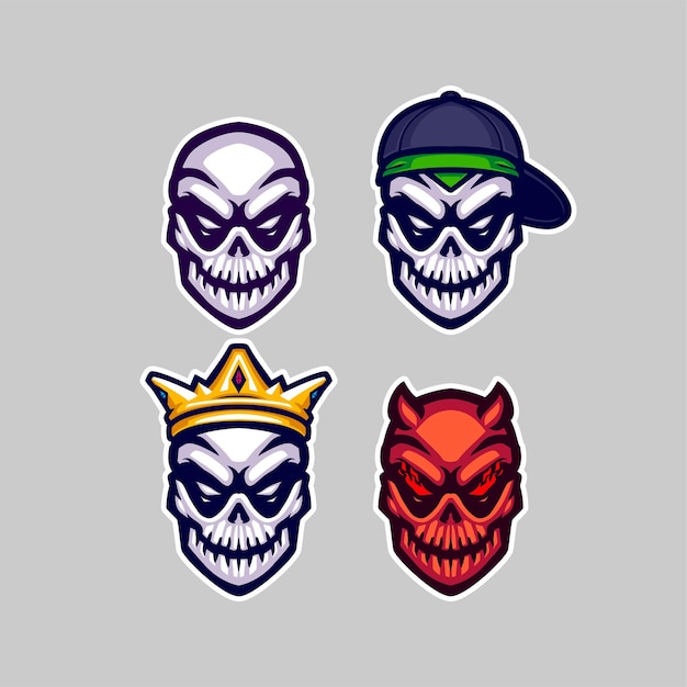 Set of skull mascot logo